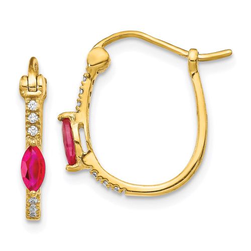 K 1/20ct Diamond & Ruby Hinged Hoop Earrings - Jewelry - Modalova