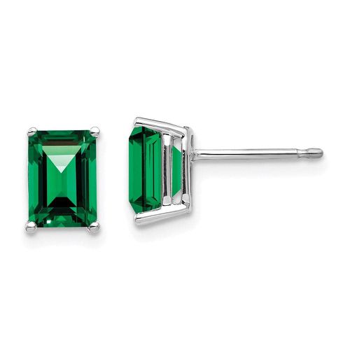 K White Gold 7x5mm Emerald Cut Mount St. Helens Earrings - Jewelry - Modalova