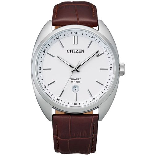 Men's Quartz Watch - White Dial Brown Leather Strap / BI5090-09A - Citizen - Modalova