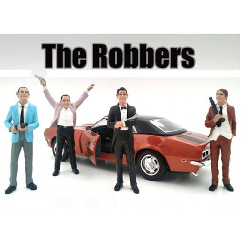 Figure Set - The Robbers 3 inch For 1:24 Scale Models, 4 Piece - American Diorama - Modalova