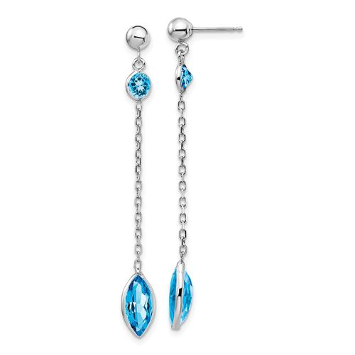 K White Gold Blue Topaz Post Dangle Earrings - Jewelry - Modalova