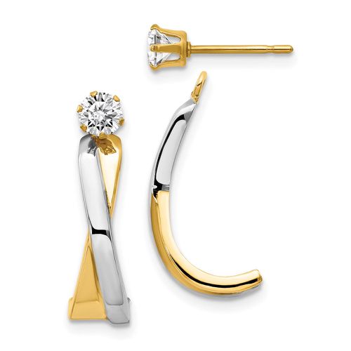 K & Rhodium J-Hoop with CZ Stud Earring Jackets - Jewelry - Modalova