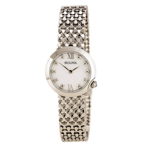 P163 Women's Diamond White MOP Dial Stainless Steel Bracelet Watch - Bulova - Modalova