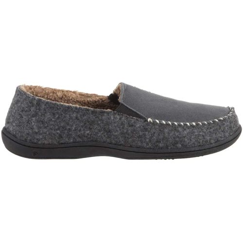 Men's Crafted Moc Slippers - Suede and Faux Wool, Ash, Large / A19016ASHML - Acorn - Modalova