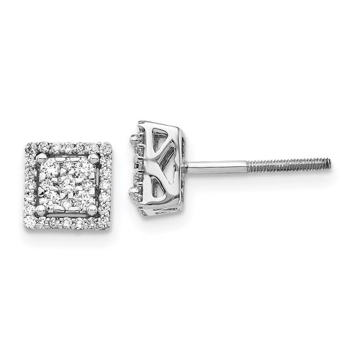 K White Gold Diamond Square Screw Back Post Earrings - Jewelry - Modalova