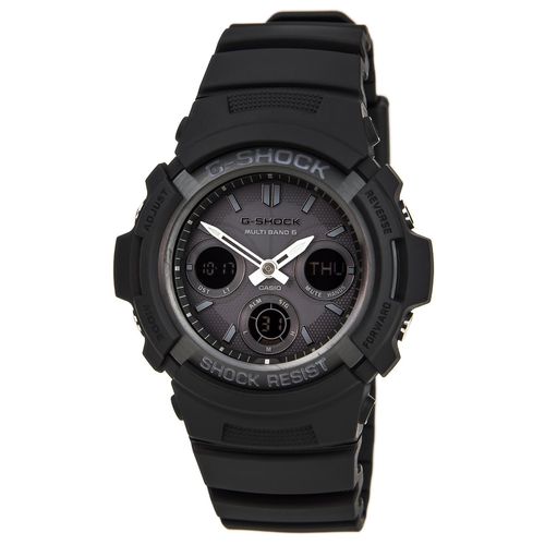 AWGM100B-1A Men's Ana-Digital Atomic Quartz G-Shock Black Dial Black Resin Watch - Casio - Modalova