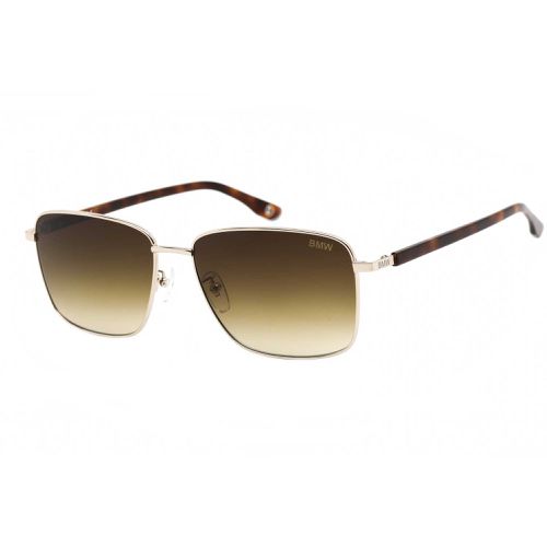 Unisex Sunglasses - Gold Rectangular Full Rim Frame Brown Lens / BW0025-D 32P - BMW - Modalova
