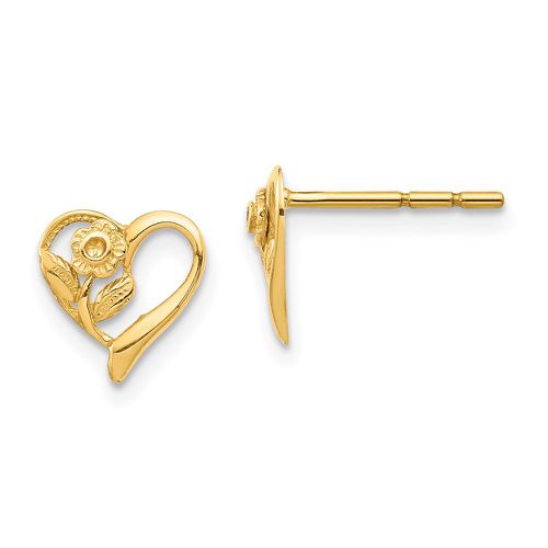 K Heart with Flower Post Earrings - Jewelry - Modalova