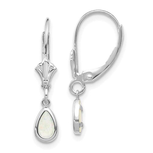 K White Gold 6x4mm Opal/October Earrings - Jewelry - Modalova
