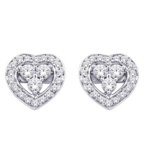 K White Gold 1/6 Ct.Tw. Diamond Heart Earrings - Star Significance - Modalova