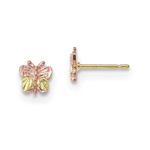 K Tri-Color Black Hills Gold Butterfly Earrings - Jewelry - Modalova