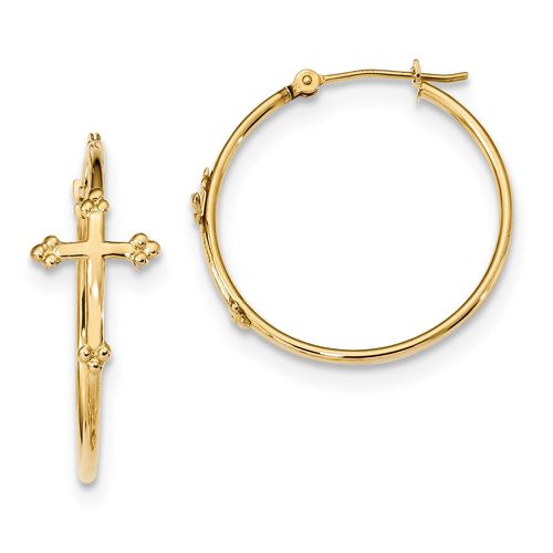 K Polished Cross On Hoops - Jewelry - Modalova