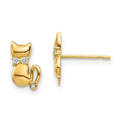 K Sitting Cat CZ Bowtie Stud Earrings - Jewelry - Modalova