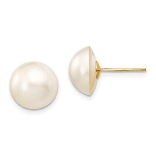 K 10-11mm White Freshwater Cultured Mabe Pearl Post Earrings - Jewelry - Modalova