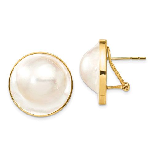 K 20-21mm White Saltwater Cultured Mabe Pearl Omega Back Earrings - Jewelry - Modalova
