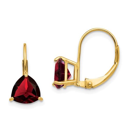 K 7mm Trillion Garnet Leverback Earrings - Jewelry - Modalova