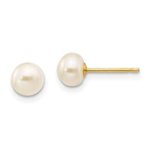 K 5-6mm White Button Freshwater Cultured Pearl Stud Post Earrings - Jewelry - Modalova