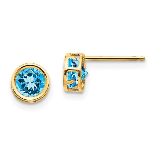K 5mm Blue Topaz Bezel Set Stud Earrings - Jewelry - Modalova