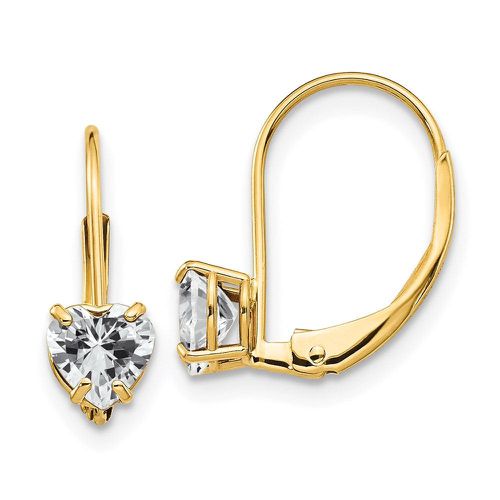 K 5mm Heart Cubic Zirconia Leverback Earrings - Jewelry - Modalova