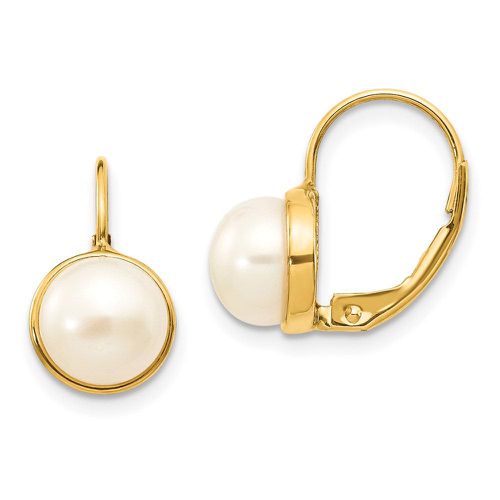 K 6-7mm White Button Freshwater Cultured Pearl Leverback Earrings - Jewelry - Modalova