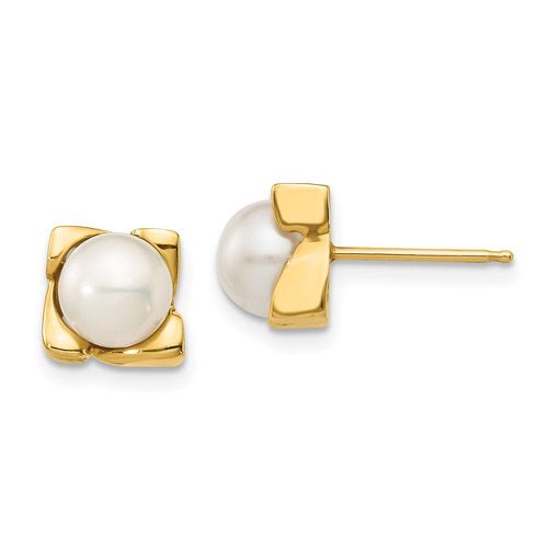 K 6-7mm White Button Freshwater Cultured Pearl Post Earrings - Jewelry - Modalova