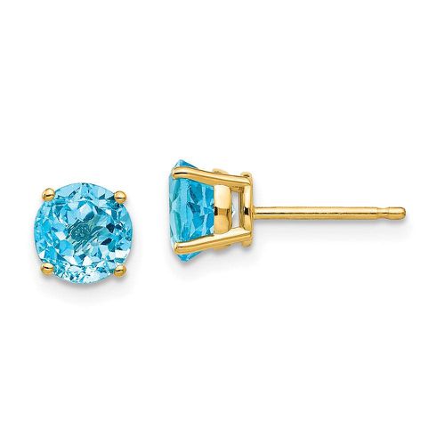 K 6mm Blue Topaz Earrings - Jewelry - Modalova