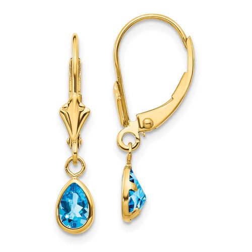 K 6x4mm December/Blue Topaz Earrings - Jewelry - Modalova