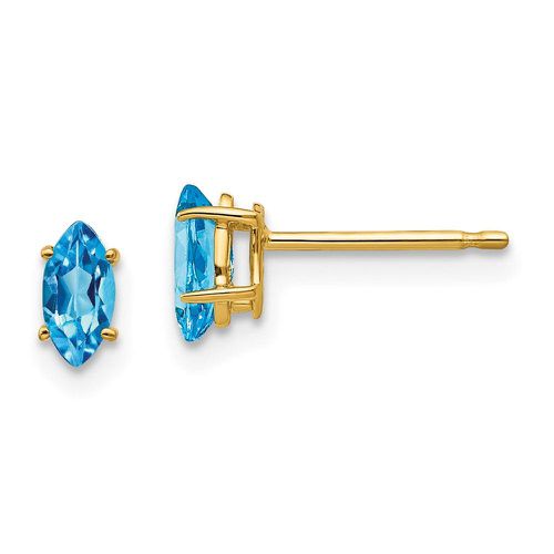 K 6x3mm Marquise Blue Topaz earring - Jewelry - Modalova