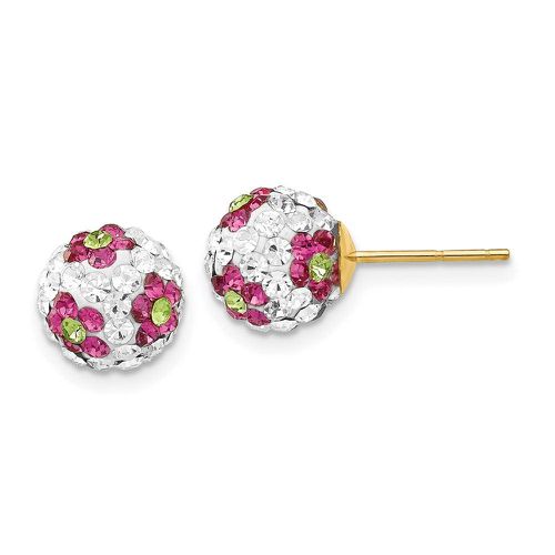 K Crystal Pink Flowers 8mm Post Earrings - Jewelry - Modalova