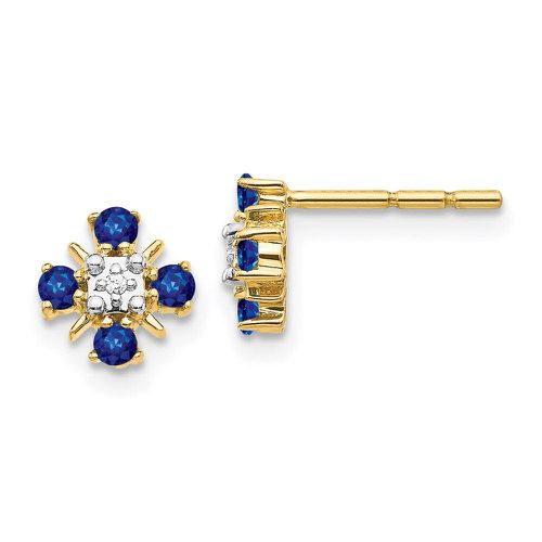 K Gold Blue Sapphire & Diamond Post Earrings - Jewelry - Modalova