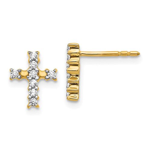 K Gold Polished Diamond Cross Post Earrings - Jewelry - Modalova