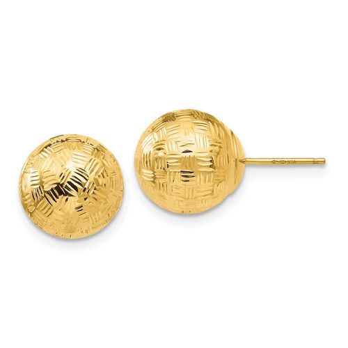 K Gold Round 10mm Groove Diamond Cut Ball Post Earrings - Jewelry - Modalova