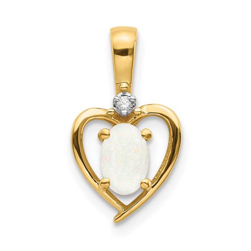 K Opal and Diamond Heart Pendant - Jewelry - Modalova