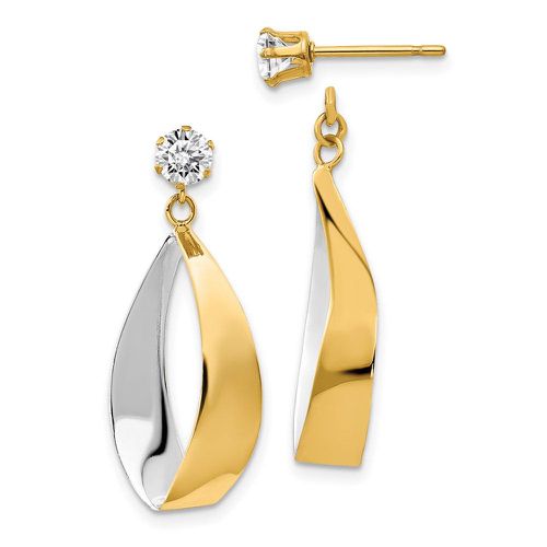 K Oval Dangle Jacket w/Rhodium and CZ Earrings - Jewelry - Modalova