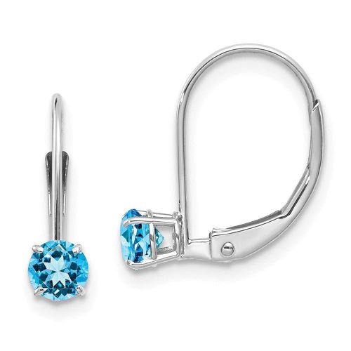 K White Gold 4mm Round December/Blue Topaz Leverback Earrings - Jewelry - Modalova