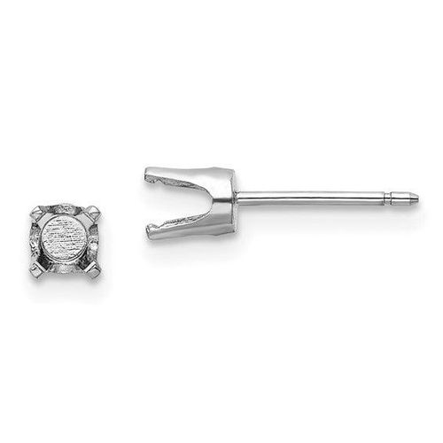 K White Gold 4mm Round Stud Earring Mounting w/backs No Stones Included - Jewelry - Modalova