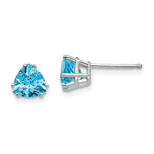 K White Gold 6mm Trillion Blue Topaz Earrings - Jewelry - Modalova