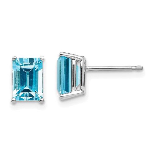 K White Gold 7x5mm Emerald Cut Blue Topaz Earrings - Jewelry - Modalova