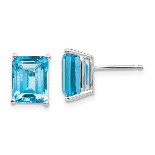 K White Gold 9x7mm Emerald Cut Blue Topaz Earrings - Jewelry - Modalova