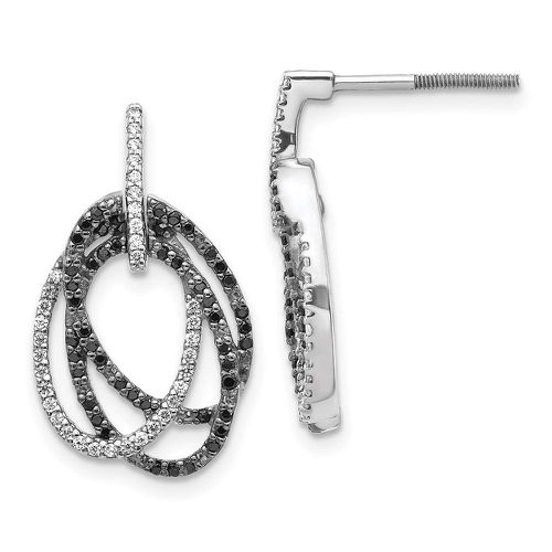 K White Gold White and Black Diamond Ovals Dangle Post Earrings - Jewelry - Modalova