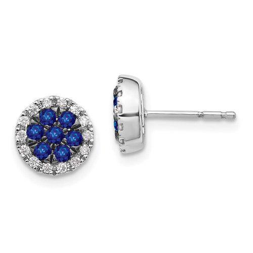 K White Gold Diamond & Sapphire Circle Post Earrings - Jewelry - Modalova