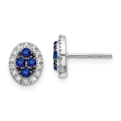 K White Gold Diamond & Sapphire Oval Post Earrings - Jewelry - Modalova