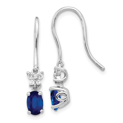 K White Gold Diamond & Sapphire Shepherd Hook Earrings - Jewelry - Modalova