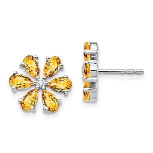 K White Gold Diamond Citrine Flower Earrings - Jewelry - Modalova