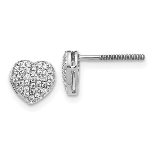 K White Gold Diamond Heart Screw Back Post Earrings - Jewelry - Modalova