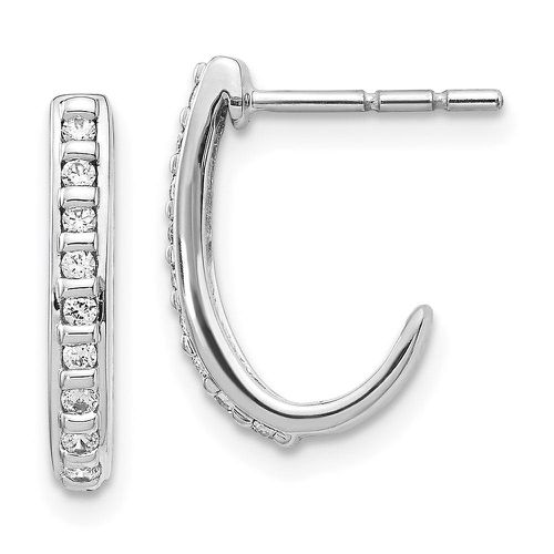 K White Gold Diamond J-Hoop Post Earrings - Jewelry - Modalova