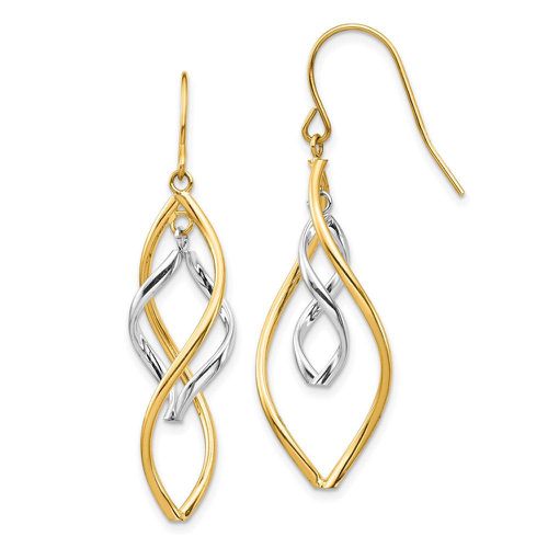 K Two-tone Fancy Twisted Dangle Earrings - Jewelry - Modalova