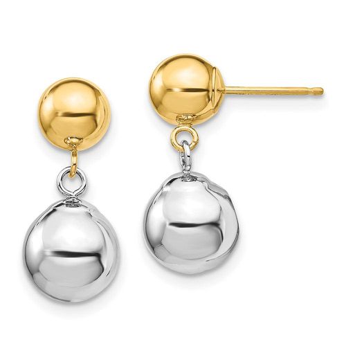 K Two-tone Polished Ball Dangle Post Earrings - Jewelry - Modalova