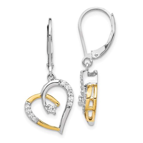 K Yellow & White Gold Diamond Heart Leverback Earrings - Jewelry - Modalova