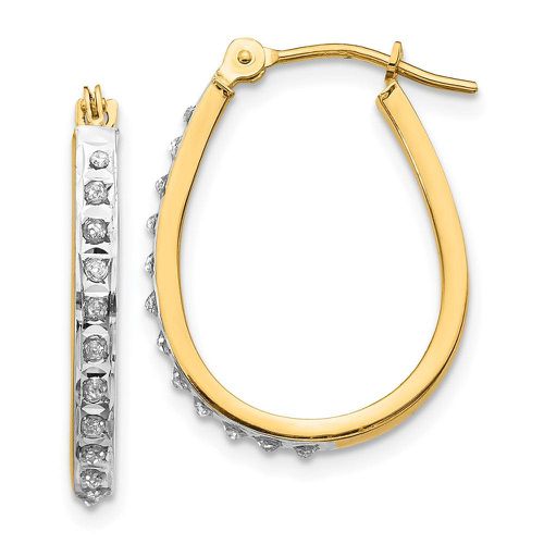 K Yellow & Rhodium Diamond Fascination Oval Hinged Hoop Earrings - Jewelry - Modalova